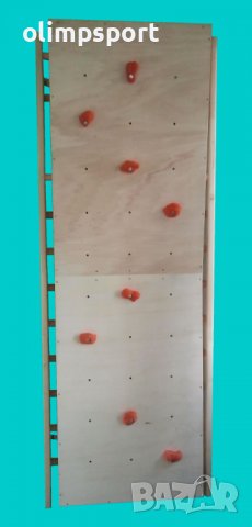 Стена за катерене детска – размери – 2,3х0,7 м – материали – технически шперплат и уникални захвати 