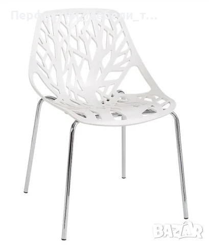 Стилен икономичен трапезен стол с хром-крака и полипропиленова нестандартна седалка, снимка 2 - Столове - 50617328