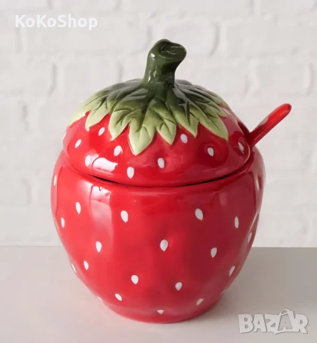 Захарница с лъжичка  "Ягода"/буркан с лъжичка, снимка 2 - Аксесоари за кухня - 50840050