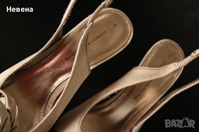 Официални Обувки Сандали Сатен цвят бежев номер 38 НОВИ, снимка 2 - Дамски обувки на ток - 40570928