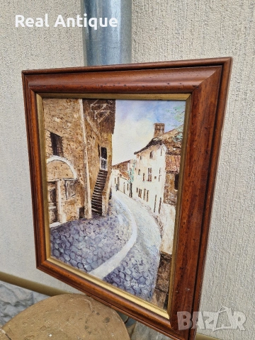 Превъзходна антикварна авторска майсторска картина масло върху платно , снимка 5 - Антикварни и старинни предмети - 54214004