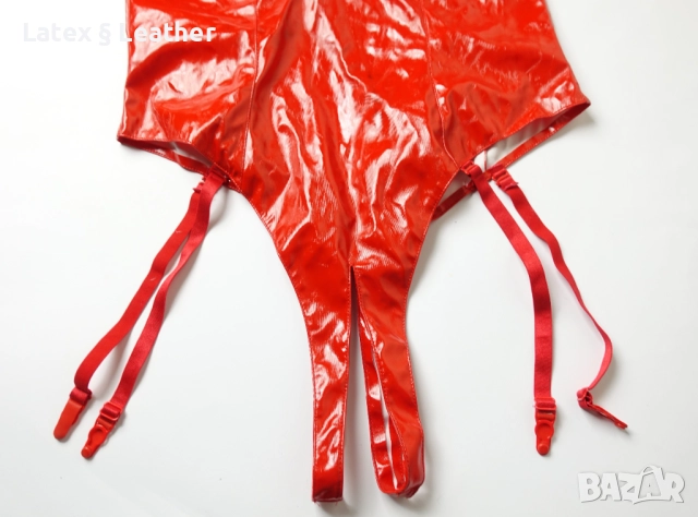 Червено лачено боди с отворени чашки и дъно, снимка 2 - Бельо - 52190741