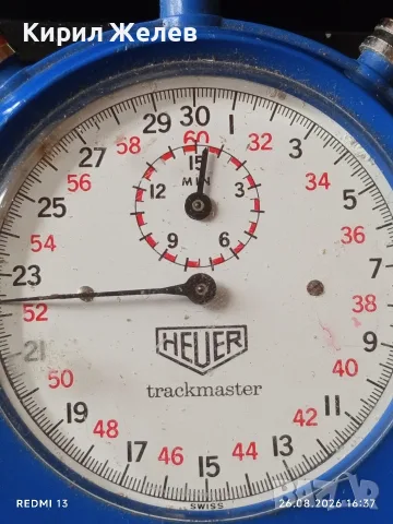 Винтидж хронометър HEUER Trackmaster работи перфектен за КОЛЕКЦИЯ 47159, снимка 4 - Антикварни и старинни предмети - 55824152