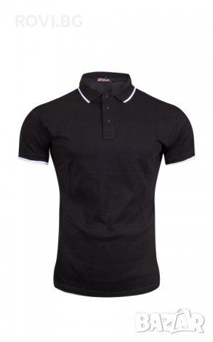Мъжка тениска с яка 2100 черна, бяла и червена, снимка 2 - Тениски - 36960069