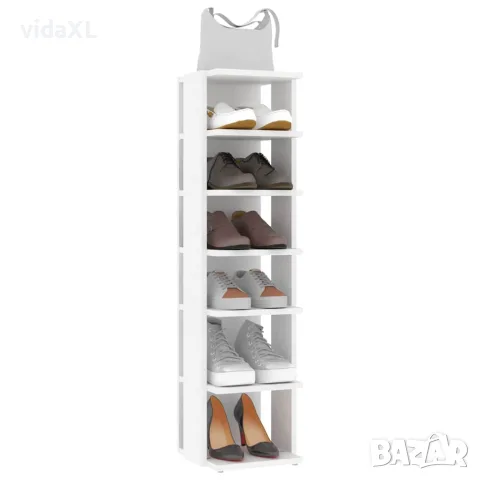 vidaXL Шкаф за обувки, бял, 27,5x27x102 см, инженерно дърво, снимка 6 - Шкафове - 56147849