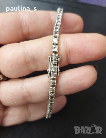 Винтидж / Стара сребърна тенис гривна / проба 925 