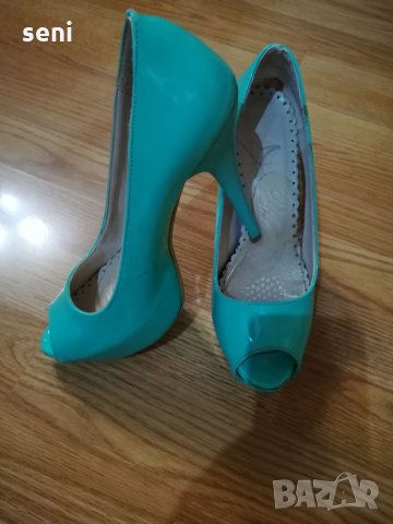 Лачени обувки тюркоаз, снимка 4 - Сандали - 32031370
