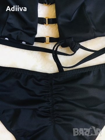 Нов бански комплект в черно на бели точки бюстие бикина връзки , снимка 7 - Бански костюми - 29511200