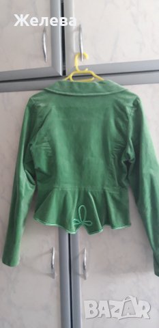 Дамско, зелено сако, плюш, размер S, снимка 6 - Сака - 40618787