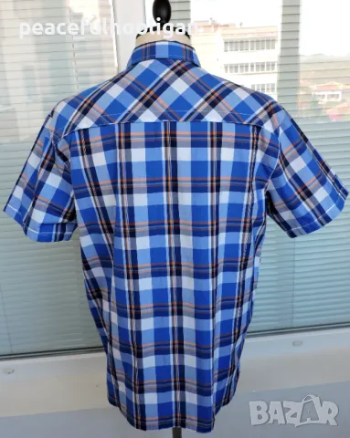 SCHÖFFEL Mens Blue Check Short Sleeve Outdoor Shirt -мъжка памучна риза за туризъм размер L, снимка 8 - Ризи - 50411026