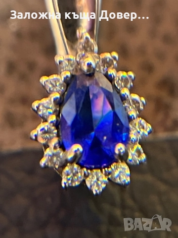 Сребърни обеци естествен САПФИР  чисто нови 925 silver obeci , снимка 2 - Обеци - 52726908