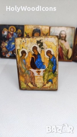 Икона Света Троица – Андрей Рубльов, дървена православна икона 8x6см.