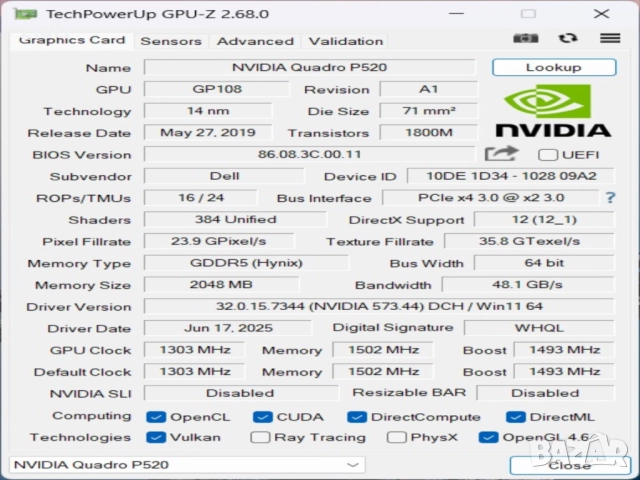 laptop Dell Precision 3550 i7-10510U до 4.9GHz/RAM 16GB/SSD 512GB NVMe/ NVIDIA Quadro P520 2GB DDR5, снимка 11 - Лаптопи за работа - 52454288