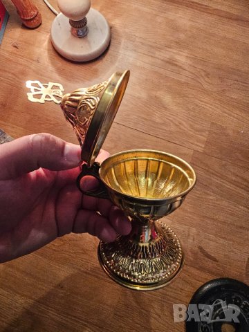 метално кадило с кръстове , кадило, тамянник 15 см за колекционери и ценители ., снимка 4 - Антикварни и старинни предмети - 40566831