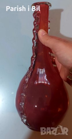 Червена стъклена ваза, снимка 3 - Вази - 38875103