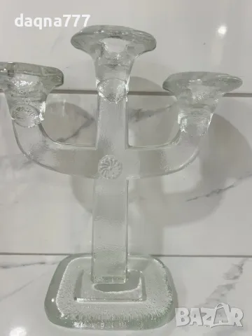 49.99 лв Голямо старо лято стъкло Leucter Scandinavia с 3 рамена  3-раменен свещник Лято стъкло 