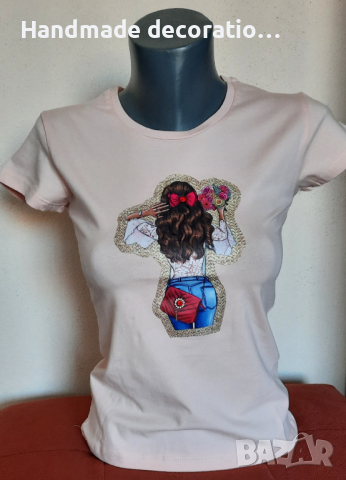 Дамска тениска ръчна декорация., снимка 1