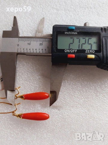 Стари антикварни златни 18 каратови обеци с натурален червен корал, снимка 10 - Обеци - 52682389