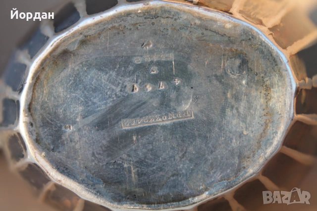 Сребърна английска кана, снимка 9 - Антикварни и старинни предмети - 53999439