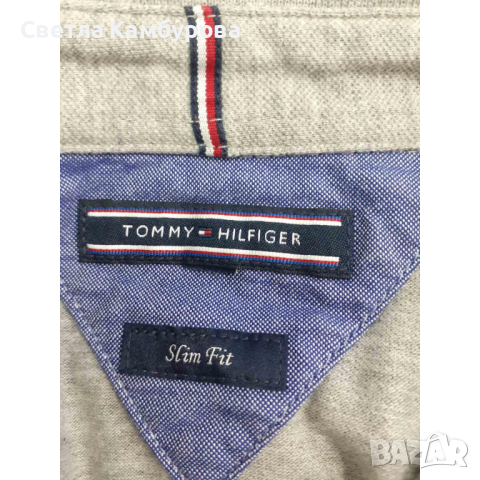 Мъжка тениска поло-шърт TOMMY HILFIGER размер S сива, снимка 4 - Тениски - 44569502