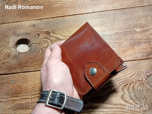 Ръчно изработен мъжки кожен портфейл , снимка 2 - Портфейли, портмонета - 54053177