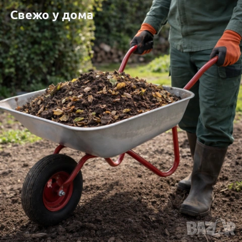 Градинска количка с товаропоносимост 100 кг - голям капацитет и стабилна основа, снимка 3 - Градински инструменти - 54213409