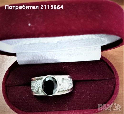 Мъжки сребърен пръстен с камък Оникс 925- размер 63, снимка 1 - Пръстени - 39369475