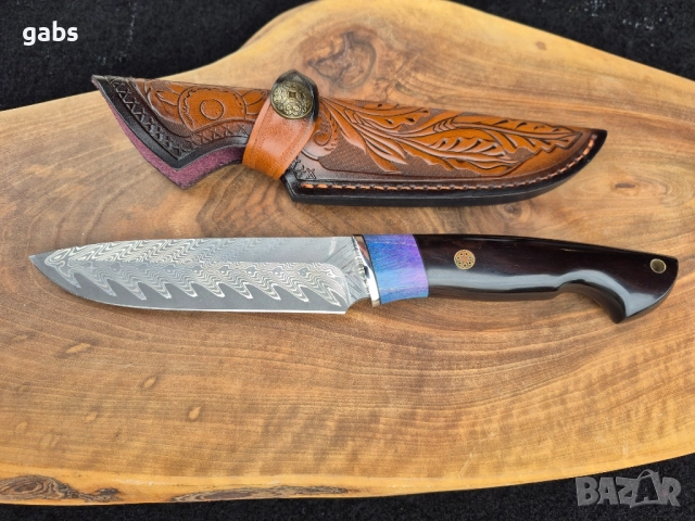 Ловен нож дамаска стомана LN423, снимка 3 - Ножове - 52325007