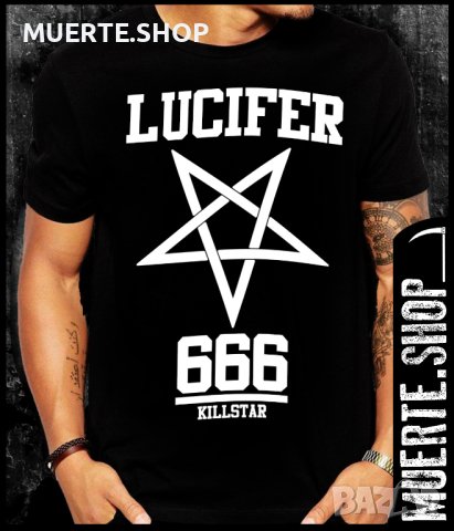 Черна тениска с щампа LUCIFER KILLSTAR