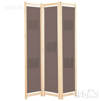 vidaXL Параван за стая, 3 панела, кафяв, 120x170x4 cм, текстил (SKU:248179), снимка 1 - Паравани - 48361366