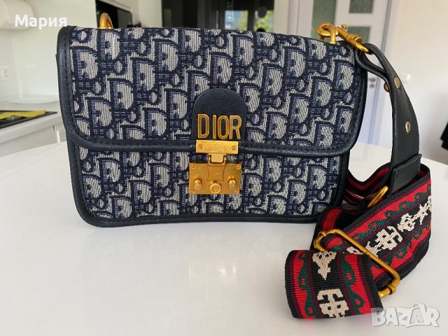 Елегантна Диор/Dior чанта черна от плат с една красива дръжка 24/17/6см 