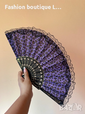 Тигрово ветрило в лилав цвят с черна дантела и златни детайли 💜, снимка 3 - Други - 52097656