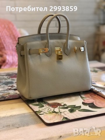 чанта Ермес Бъркин мини*HERMES BIRKIN 35 ETOUPE TOGO GOLD HARDWARE, снимка 6 - Чанти - 38101960