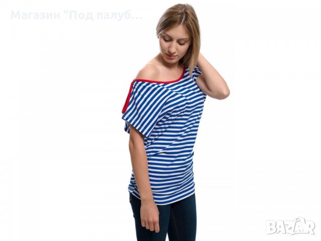 РАЗПРОДАЖБА!!! Нова дамска ефектна моряшка блуза-туника на райе, снимка 14 - Тениски - 30313636