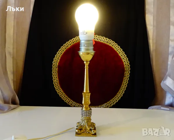 Бронзова настолна лампа,позлата,Сваровски,барок. , снимка 3 - Настолни лампи - 47747251