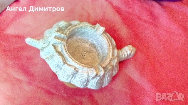Страхотен калаен пепелник Костенурка , снимка 2 - Антикварни и старинни предмети - 37445294