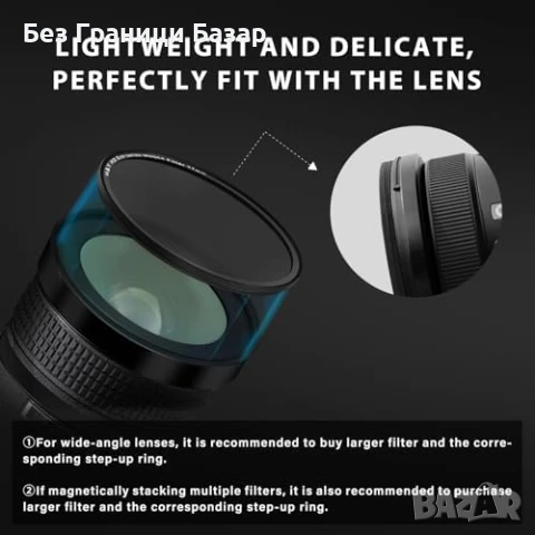 Нов 95mm H&Y IRND64 ND Филтър EVO – Магнитен и Винтов 2 в 1 за снимки, снимка 5 - Чанти, стативи, аксесоари - 50940078