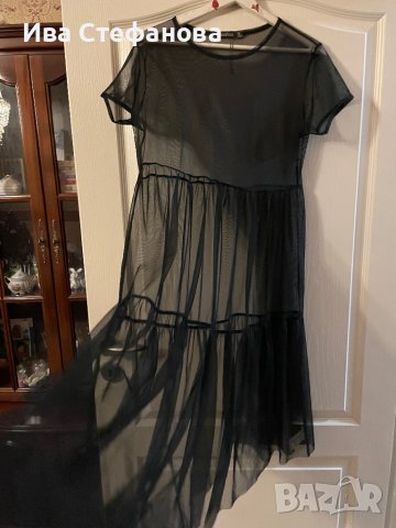 Черна нова плажна  дълга прозрачна тюлена тюл рокля , снимка 2 - Рокли - 40145306