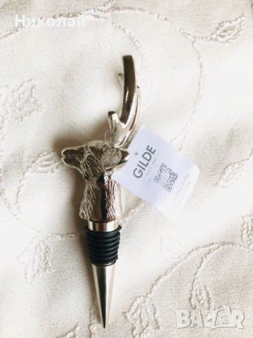 Метална тапа за бутилка, глава на елен Hirsh на немската марка Gilde, с етикет, перфектна за подарък, снимка 10 - Други стоки за дома - 53054021