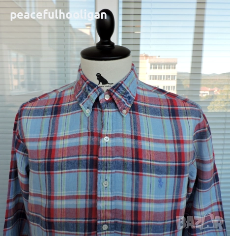 POLO RALPH LAUREN  -мъжка  карирана риза от лен размер L , снимка 2 - Ризи - 52949409