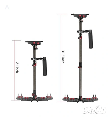 Професионален Карбонов Видео Стабилизатор (Стедикам) - 80см, ЧИСТО НОВ!, снимка 14 - Чанти, стативи, аксесоари - 53912259
