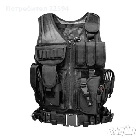 Тактически жилетка за въздушна пушка регулируема модулна Paintball SWAT жилетка – Черна