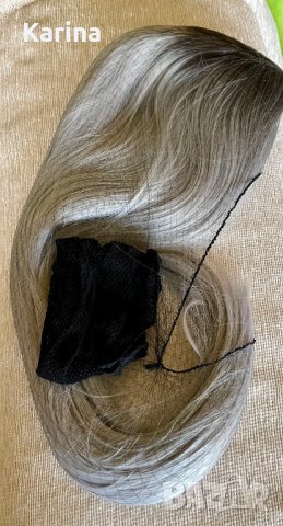 Перука от  висококачествен синтетичен косъм ,цвят   Омбре ( черно, сиво, лилаво), дължина 70см. , снимка 3 - Аксесоари за коса - 42815326