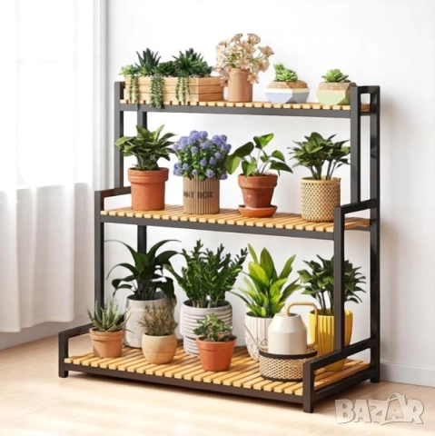 Цветарник голям триетажен, практична стойка, поставка за саксии, цветя, растения