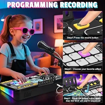 DJ миксиращ пулт с Bluetooth и микрофон на стойка 🎤 и клавир 🎹 , снимка 8 - Образователни игри - 55877263