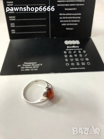 Сребърен пръстен 925 с кехлибар , снимка 5 - Пръстени - 36868906