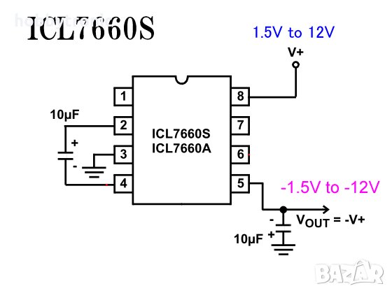 ICL7660S low power voltage doubler/inverter, снимка 2 - Друга електроника - 35012923