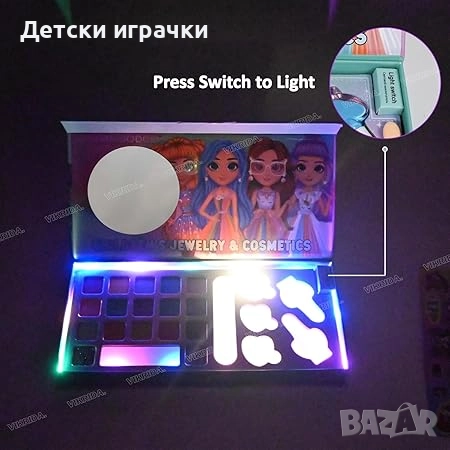 Комплект гримове за деца с LED осветление, Еднорог, с гривна, снимка 3 - Други - 52664114