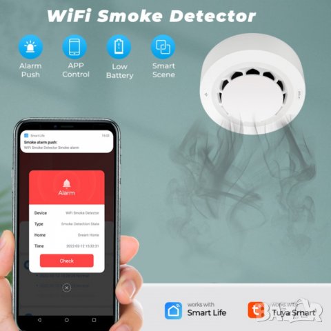 WiFi детектор за дим, снимка 2 - Друга електроника - 39681544