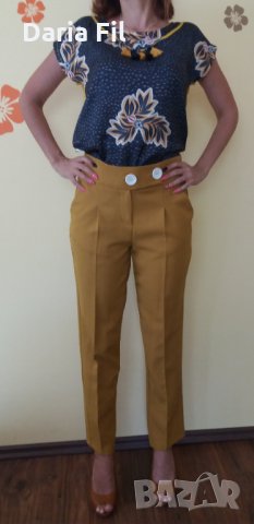 Златно жълт панталон до 3ХЛ, снимка 2 - Панталони - 30016583